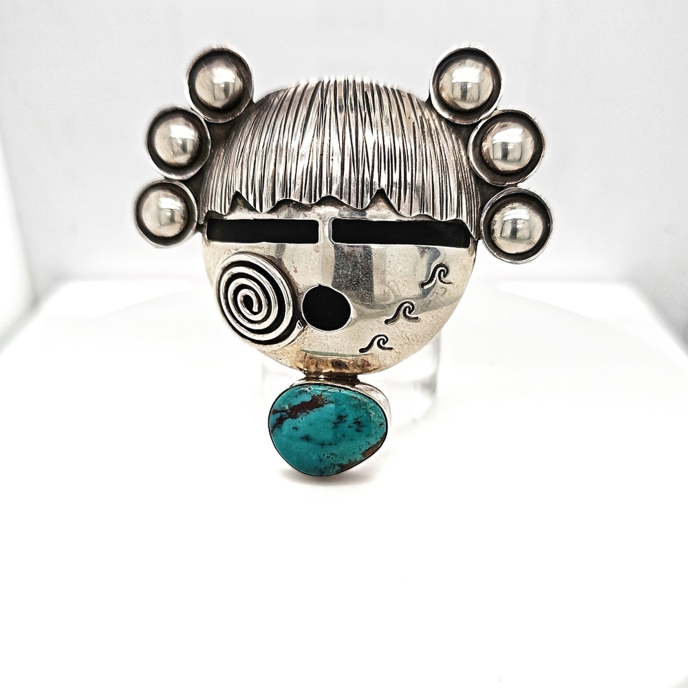ALEX SANCHEZ | turquoise sterling silver navajo ring maiden face rare kingsman